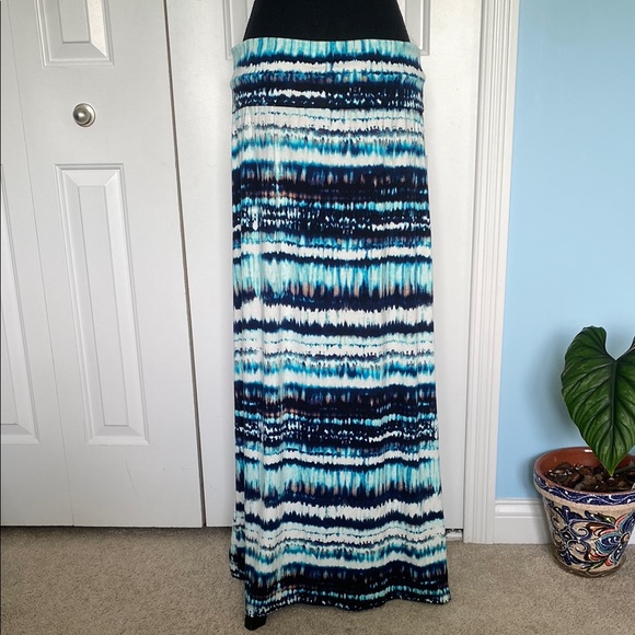 Beautiful Cynthia Rowley XL Oceanic Blue Tie-Dye Maxi Skirt - Picture 3 of 5